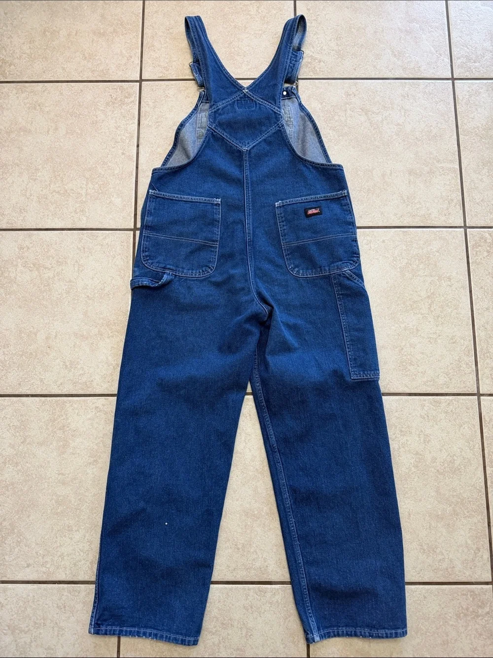 Dickies Men's Blue Relaxed Denim Overalls
